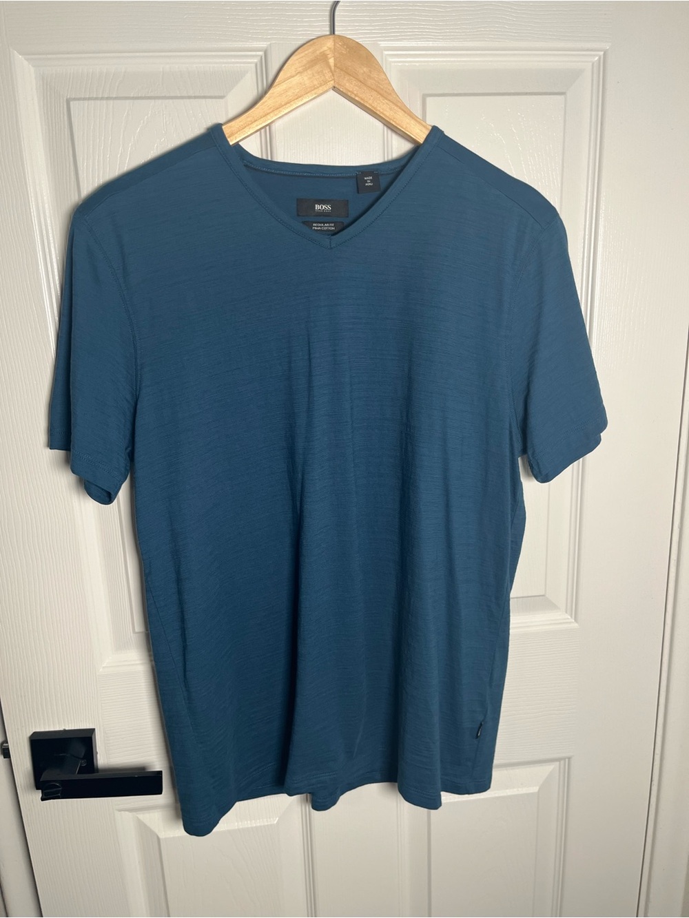 Boss Men's Short-Sleeve V-Neck in Teal Blue